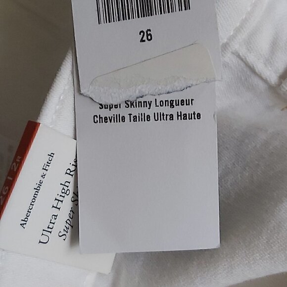 Women's Abercrombie & Fitch Ultra High Rise Super Skinny Ankle White Jeans-26/2R - Picture 9 of 9